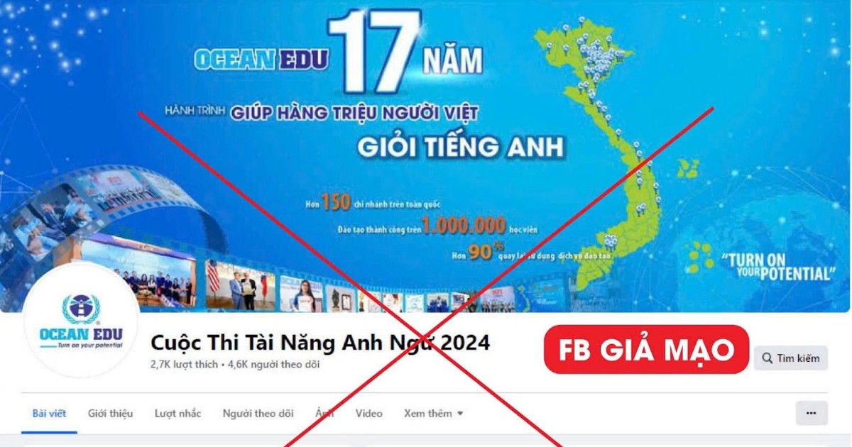  Cảnh báo trang mạng xã hội giả mạo Ocean Edu lừa đảo phụ huynh và học sinh 