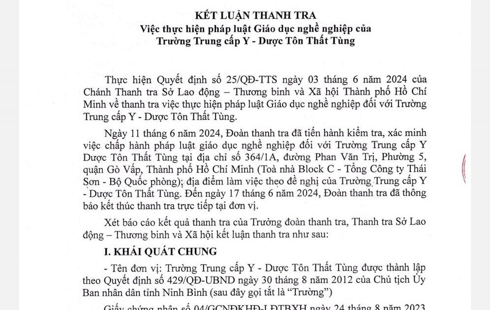  Trung cấp Y-Dược Tôn Thất Tùng dùng giấy chứng nhận giả: Chuyển cơ quan điều tra 