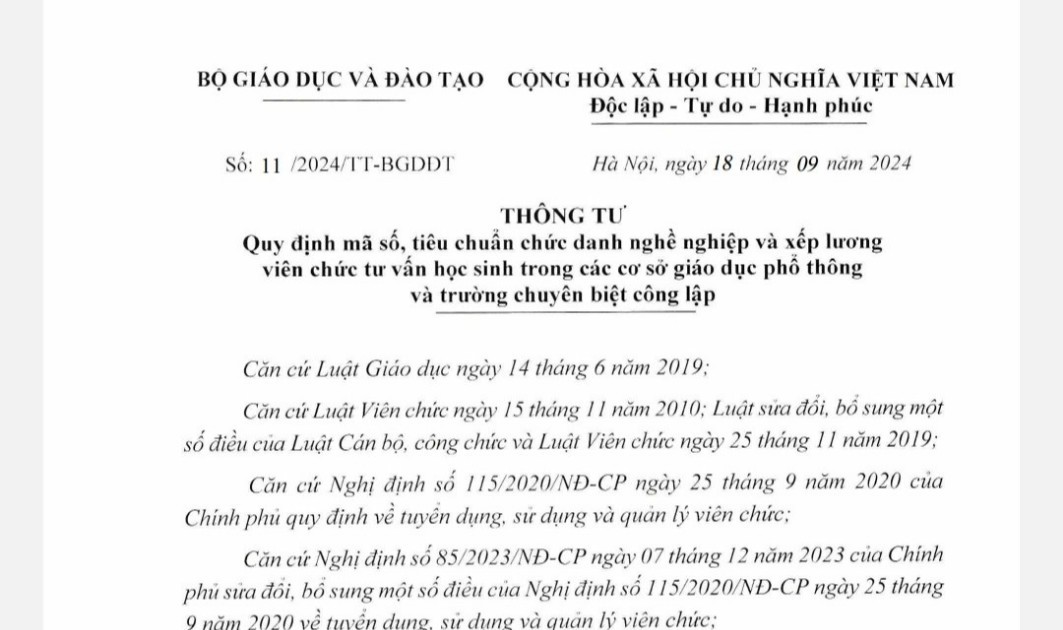  Tiêu chuẩn, điều kiện bổ nhiệm và xếp lương viên chức tư vấn học sinh mới nhất 