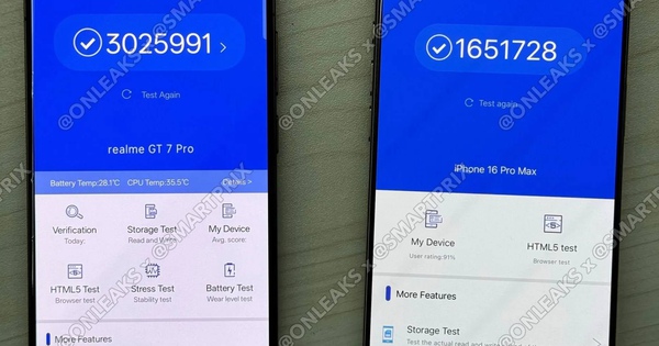 Mẫu điện thoại Trung Quốc vượt mặt iPhone 16 Pro Max, đạt điểm benchmark hiệu năng cao gấp đôi