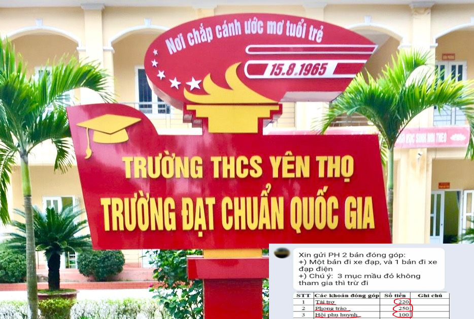  Nhiều khoản thu không rõ, phụ huynh bức xúc, Hiệu trưởng THCS Yên Thọ nói gì? 