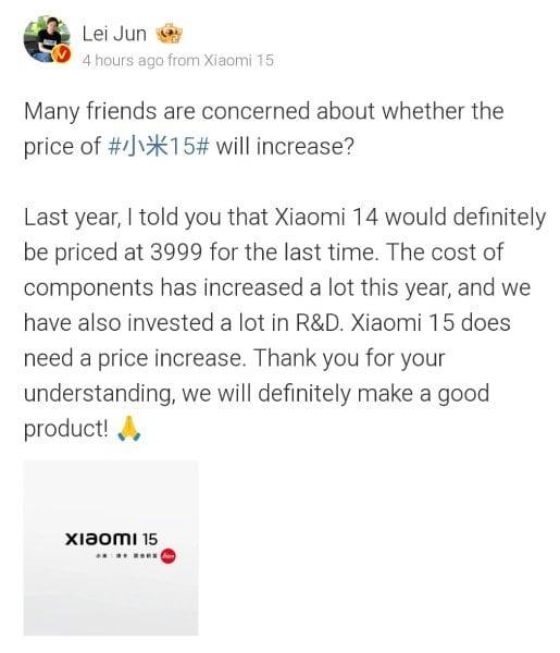 CEO Xiaomi Lợi Quân thông báo tin buồn trước khi ra mắt Xiaomi 15 - Ảnh 1.