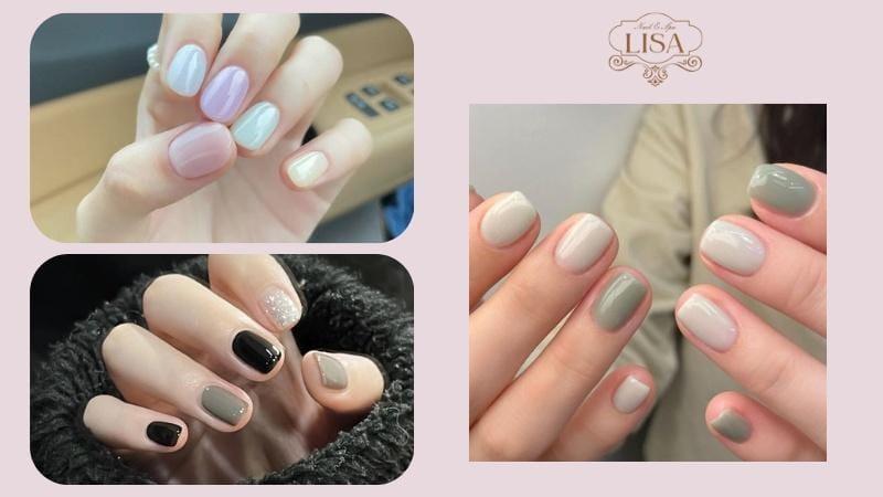 Mẫu nail dành cho móng tay ngắn, trơn