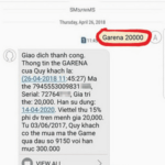 Hình ảnh giao dịch thành công mã Garena 20k