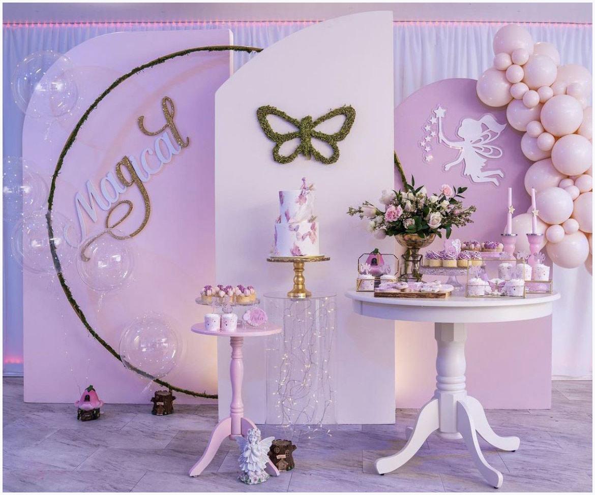 Tổng hợp mẫu backdrop trang trí thôi nôi màu tím pastel