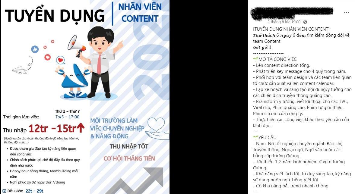 Nội dung tuyển dụng nhân viên mẫu Nội dung theo xu hướng