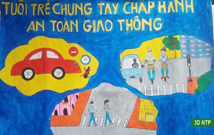 Tranh chắp tay đảm bảo an toàn khi tham gia giao thông