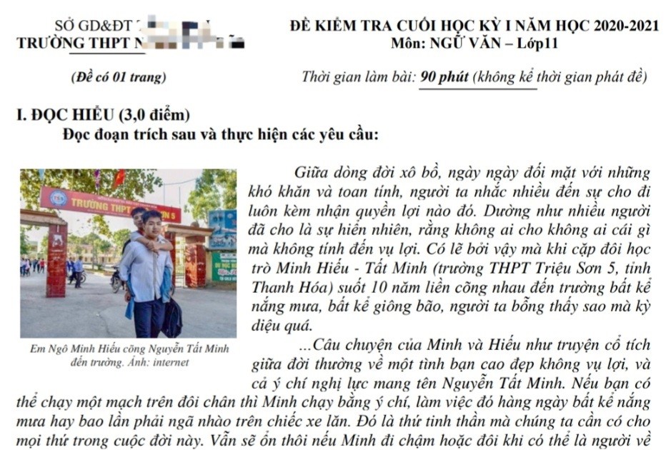  Bồi dưỡng phẩm chất học sinh từ ngữ liệu đọc hiểu trong đề kiểm tra môn Ngữ văn 