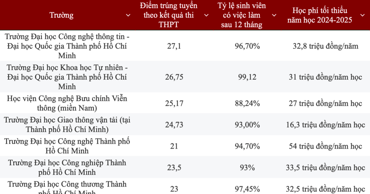  Tại TP.HCM, học phí ngành Công nghệ thông tin dao động từ 16-60 triệu đồng/năm 