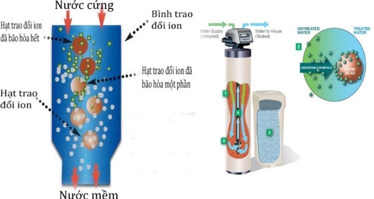 Cơ chế làm mềm nước cứng của nhựa cation