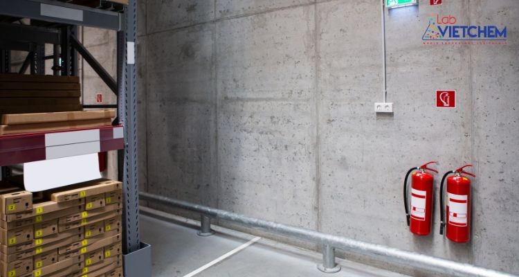 Trang bị bình chữa cháy tại xưởng kho hóa chất