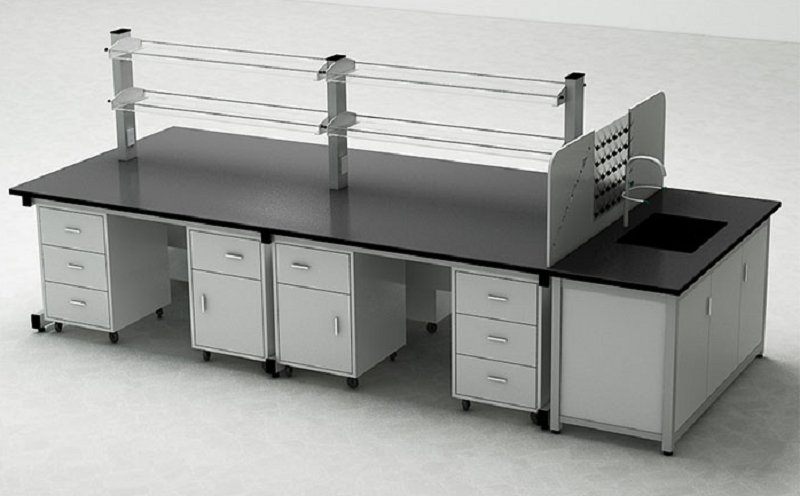 Mẫu bàn thí nghiệm có kệ và bồn rửa