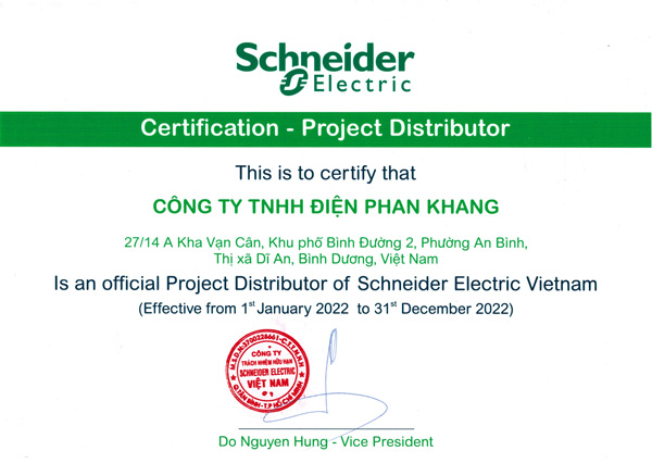 Chứng nhận NPP của thương hiệu Schneider Electric