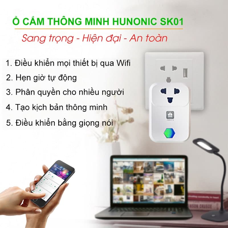 Tính năng điều khiển từ xa và hẹn giờ tự động của ổ cắm thông minh SK01
