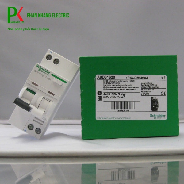 A9D31620 APTOMAT RCBO NGẮT DÒNG DÒNG 1P+N 20A 30MA