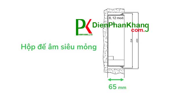 Tủ điện E9 Thiết kế tinh tế với chiều sâu đáy tủ 6,5cm phù hợp với mọi loại tường